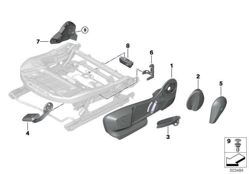 Diagram Seat, front, seat trim, manual for your 2009 BMW M6   