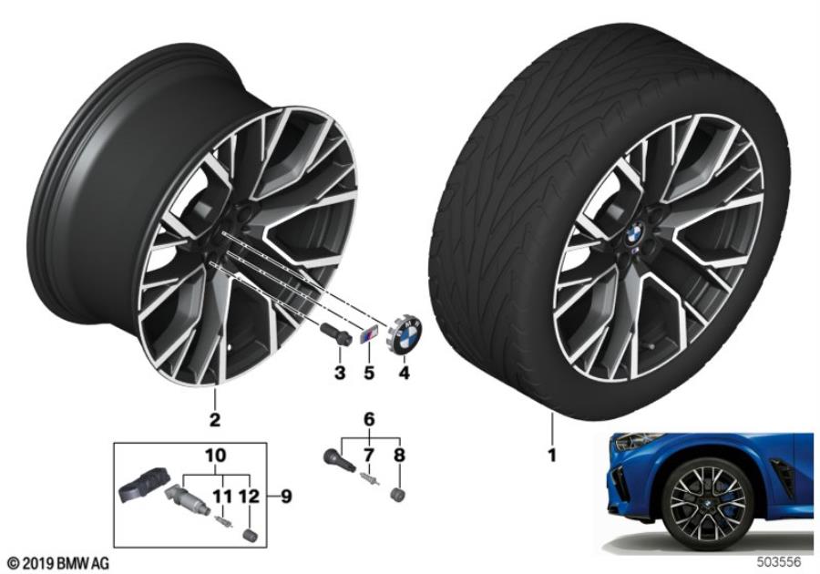 Diagram BMW LA wheel star spoke 809M - 21" / 22" for your 2021 BMW X6   