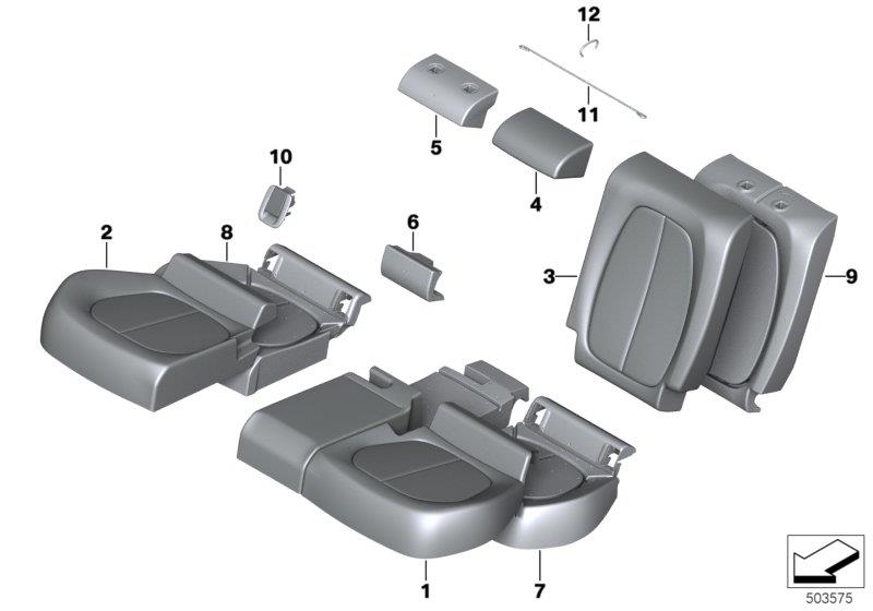 Diagram Seat, rear, uphlstry/cover, load-through for your 2006 BMW M6   