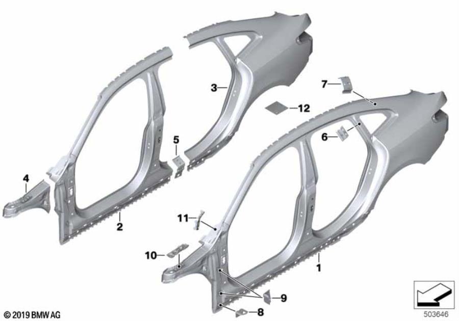 Diagram Body-side frame for your 2021 BMW 228i   