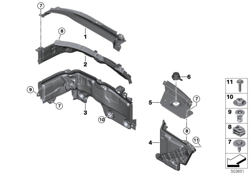 Diagram Mounting parts, engine compartment for your 2013 BMW M6   