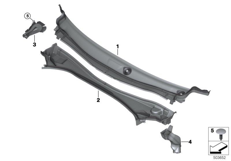 Diagram Trim, windshield cowl, outer for your 2016 BMW M6   