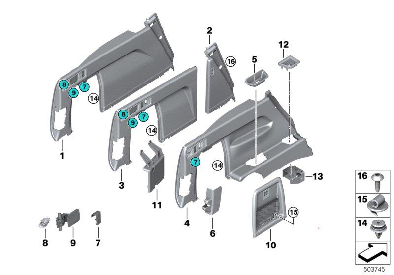 Diagram Lateral trunk floor trim panel for your BMW