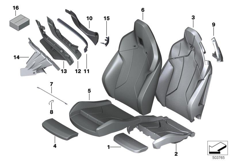 Diagram Seat, front, uphlstry, cover, Sport seat for your 2009 BMW M6   