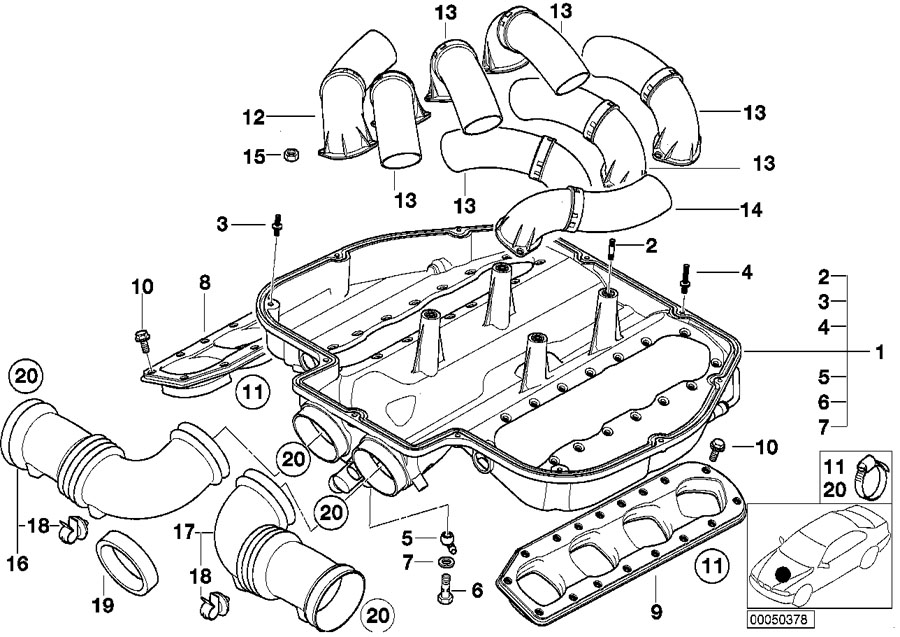 Diagram Intake manifold,air collector lower part for your 2021 BMW 530e Sedan  