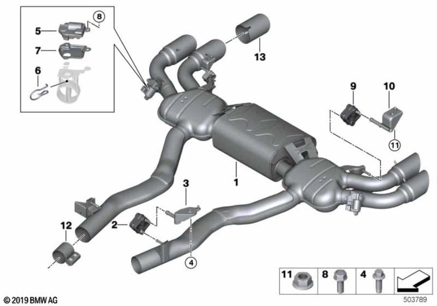 Diagram Exhaust system, rear for your 2004 BMW M3   