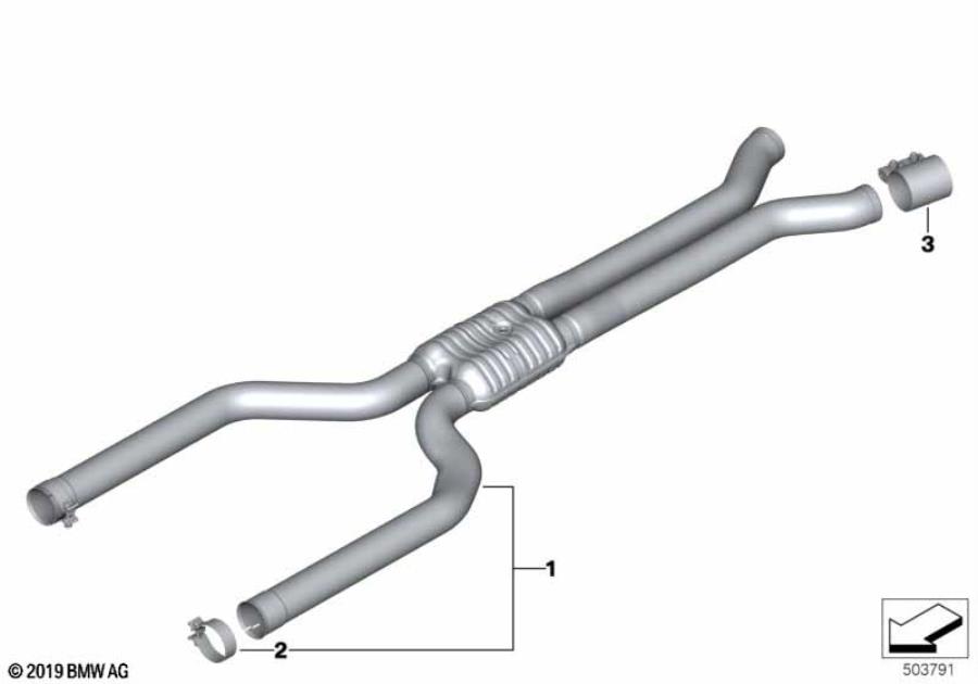 Diagram Exhaust system, front for your BMW 530e  