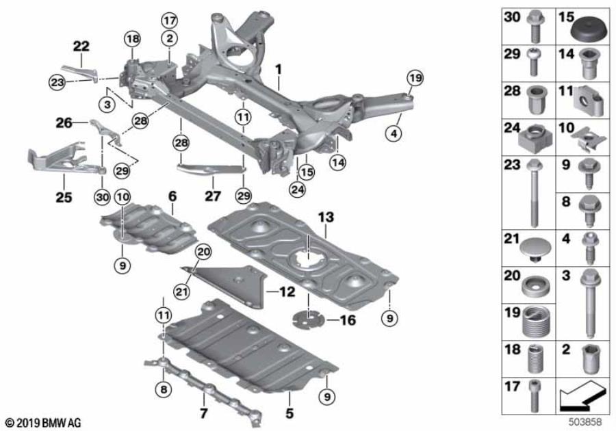 Diagram Front axle support for your 2007 BMW M6   