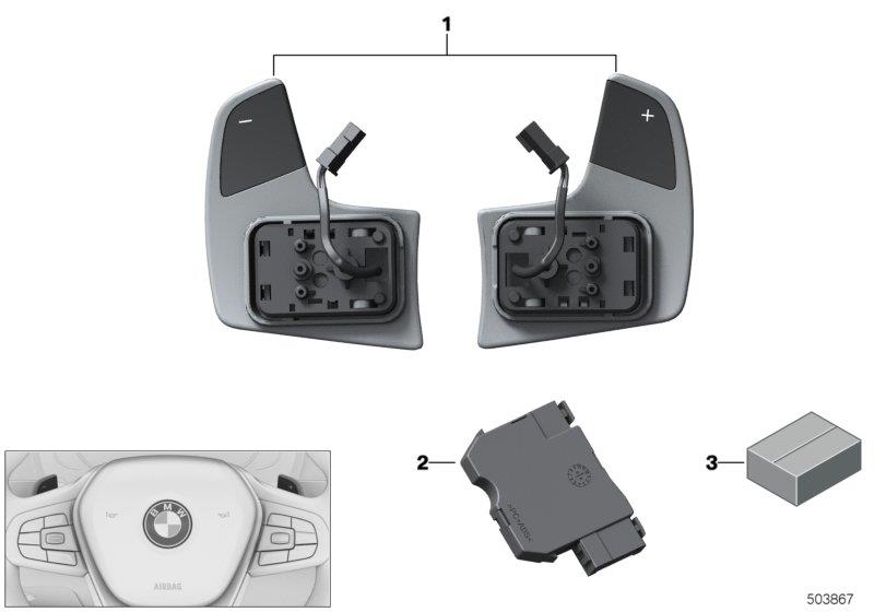 Diagram Steering wheel module and shift paddles for your 1996 BMW 530i   