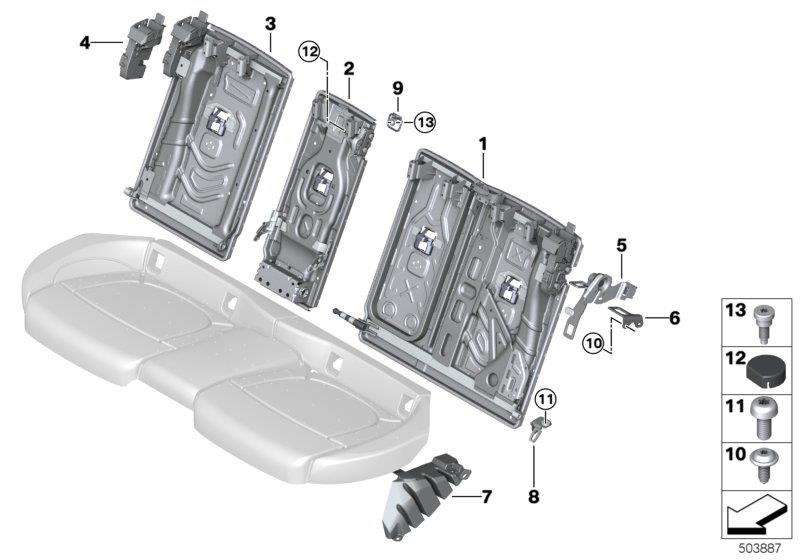 Diagram Rear seat, backrest frame for your MINI