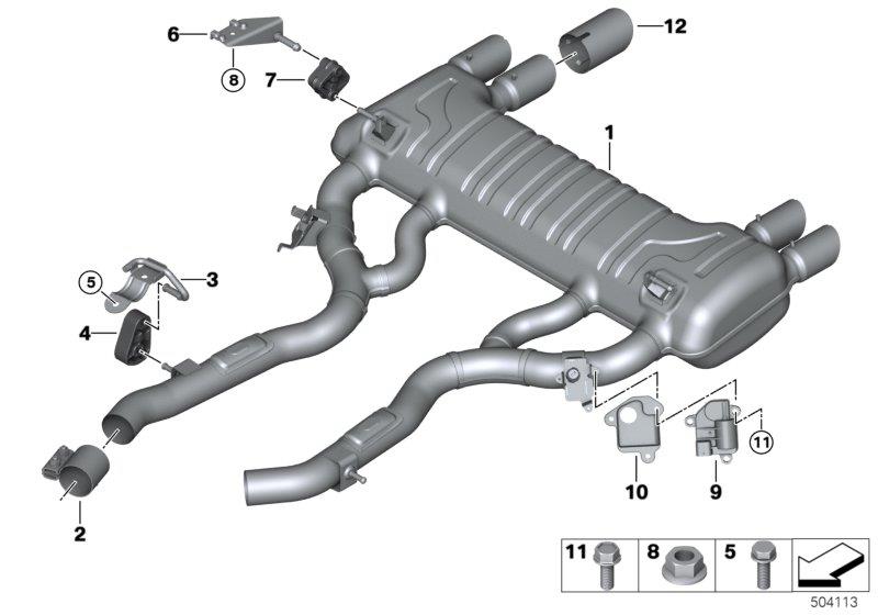 Diagram Exhaust system, rear for your 2013 BMW M3   