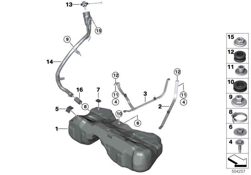 Diagram Fuel tank/mounting parts for your BMW M5  