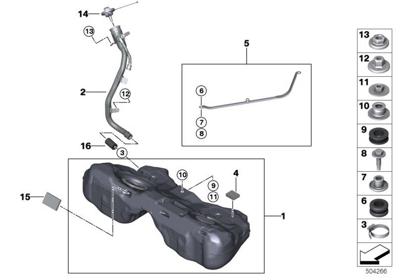 Diagram Fuel tank/mounting parts for your 2024 BMW 228iX   