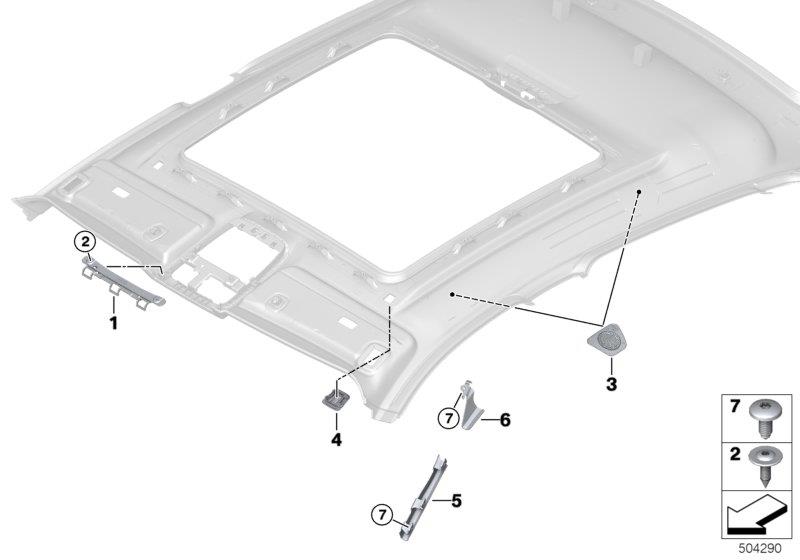 Diagram Mounting parts, roof antenna for your 2012 BMW M6   