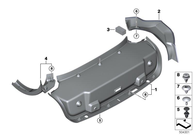 Diagram Trunk lid trim panel for your 1988 BMW M6   