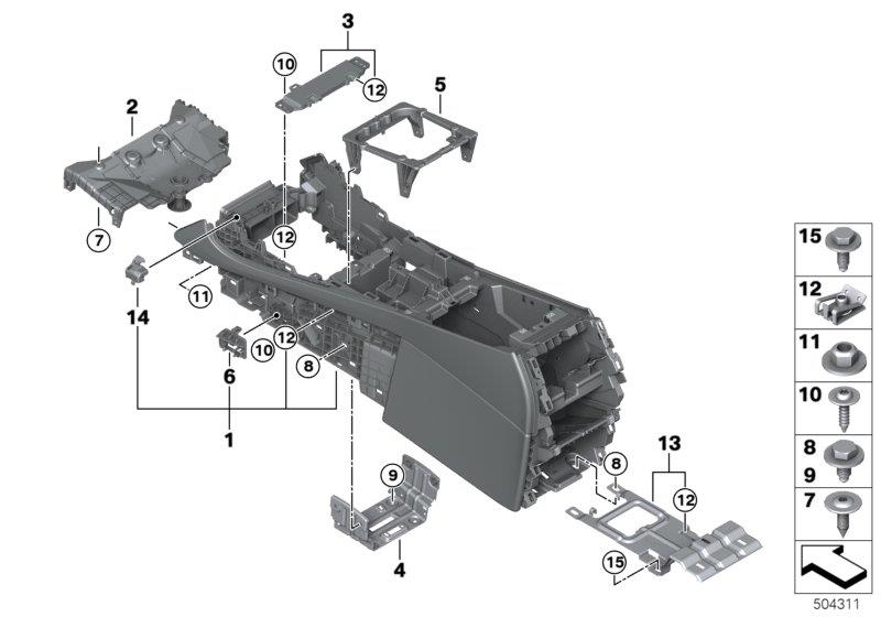 Diagram Center console for your 2014 BMW M6   