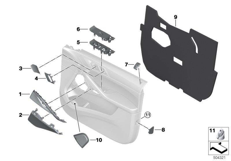 Diagram Surface-mounted parts, door panel, front for your 2007 BMW M6   