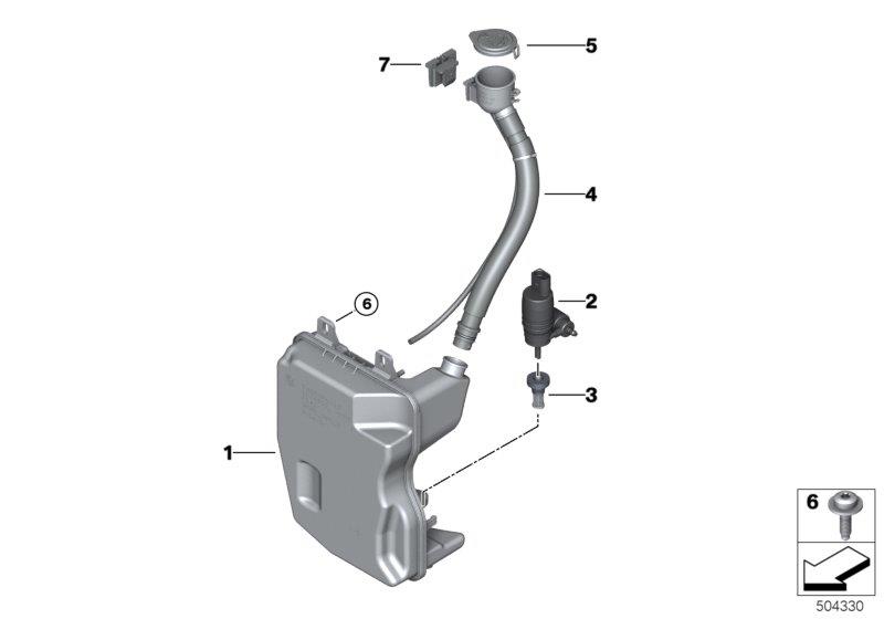 Diagram Sep.components f.washer fluid reservoir for your 1988 BMW M6   