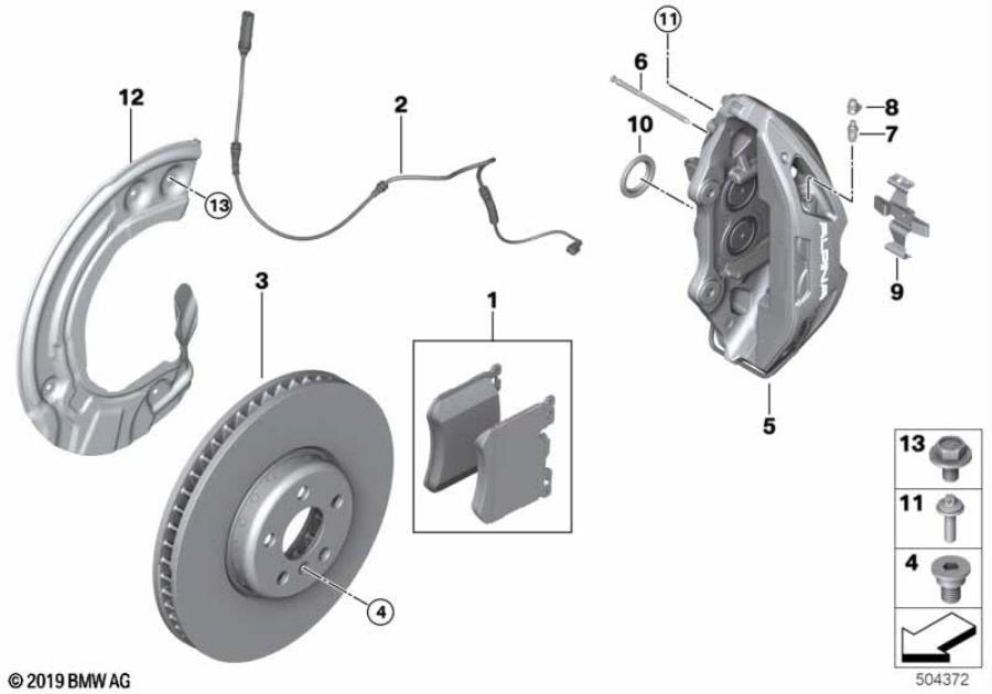 Diagram Front brake pad wear sensor for your BMW