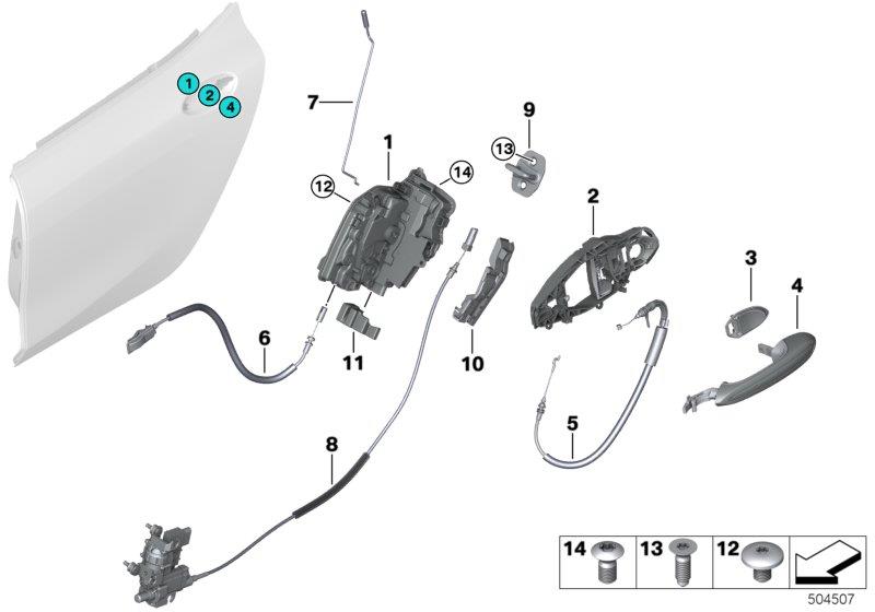 Diagram Closing system, door, rear for your BMW M6  