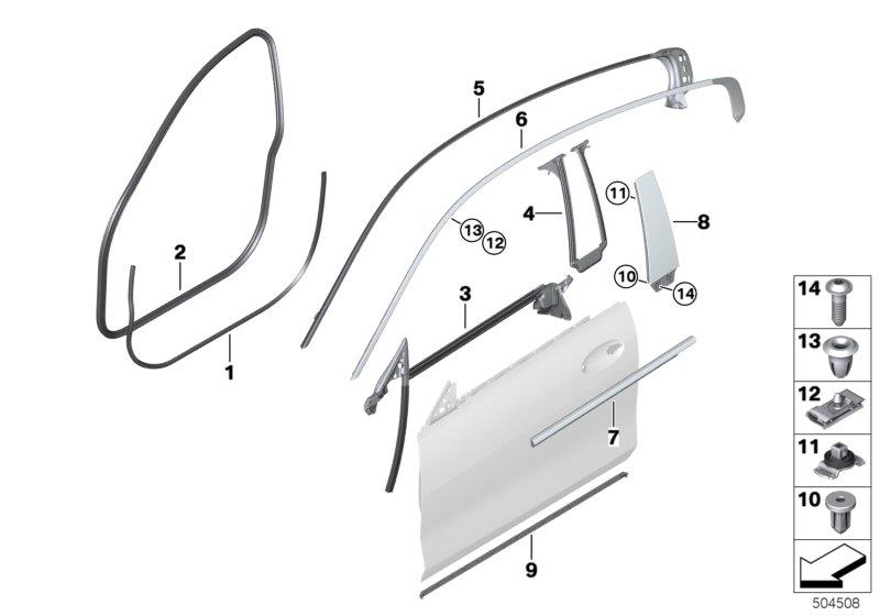 Diagram Trim and seals for door, front for your BMW