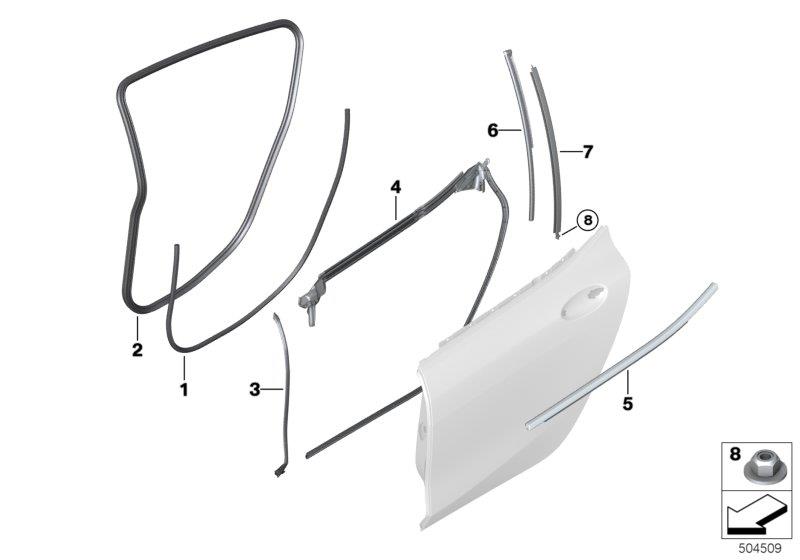 Diagram Trim and seals for door, rear for your BMW M6  