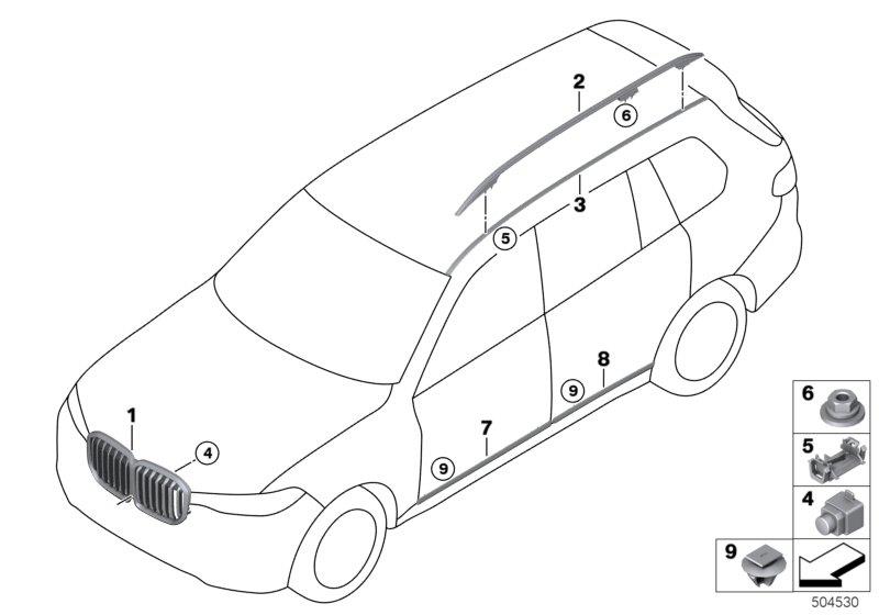 Diagram Exterior trim / grill for your 2018 BMW X2  28i 
