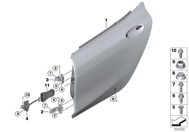 Diagram Rear door - hinge/door brake for your 2007 BMW M6   