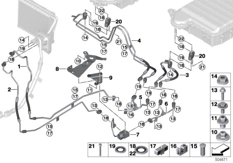 Diagram Refrigerant lines, underfloor for your 2018 BMW M6   