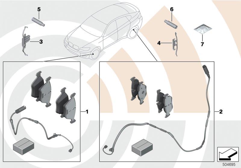 Diagram Service kit brake pads for your BMW X2  
