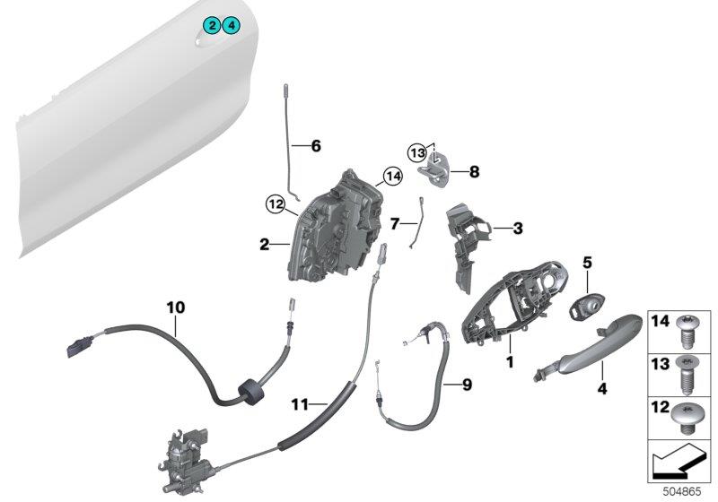 Diagram Locking system, door, front for your BMW