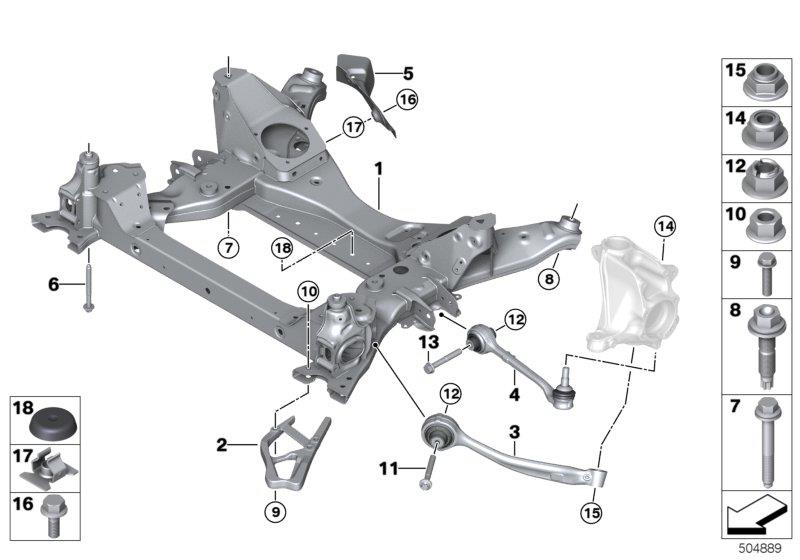 Diagram Front axle support, 4-wheel for your BMW X2  