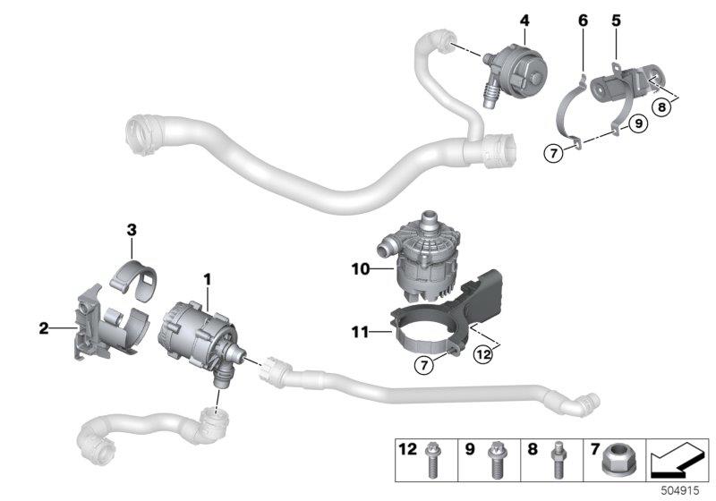 Diagram Electric water pump / mount for your BMW M6  