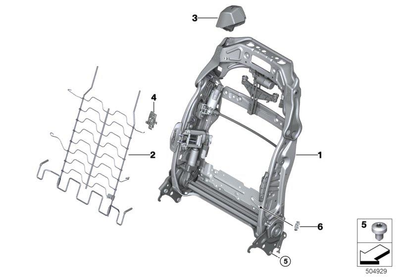 Diagram Seat, front, backrest frame for your 2018 BMW M6   