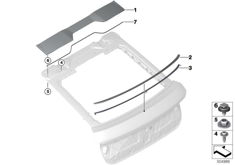 Diagram Mounting parts, trunk lid for your BMW