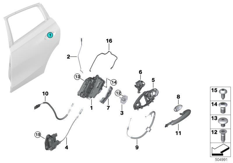 Diagram Closing system, door, rear for your BMW