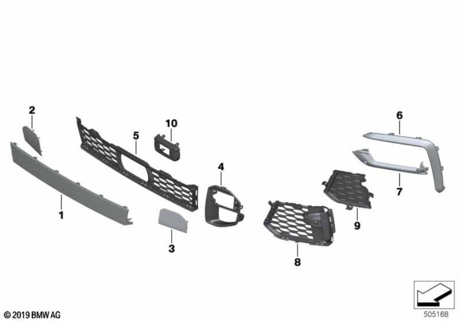 Diagram M trim decor elements, front for your 2018 BMW M6   