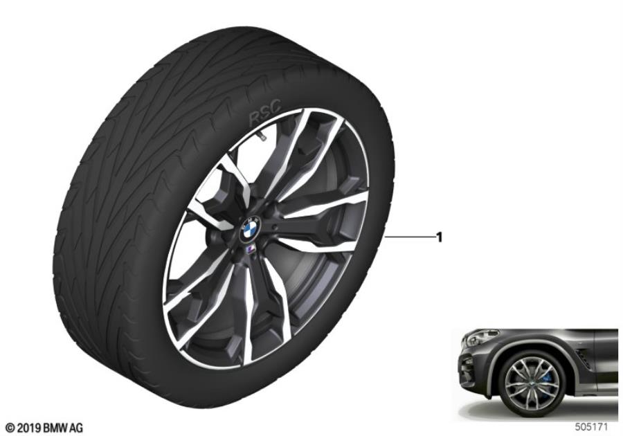 Diagram BMW LA wheel M double spoke 787M - 20" for your 2022 BMW X3  30iX 