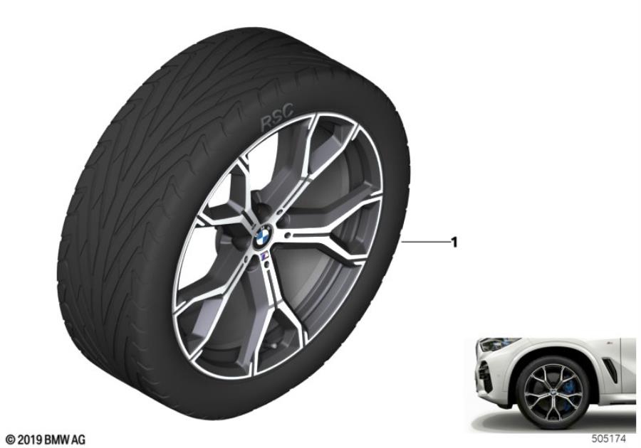 Diagram BMW LA wheel M Y-spoke 741M - 21" for your 2020 BMW X5   