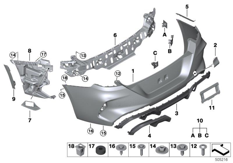 Diagram M Trim, rear for your 2019 BMW 340i   