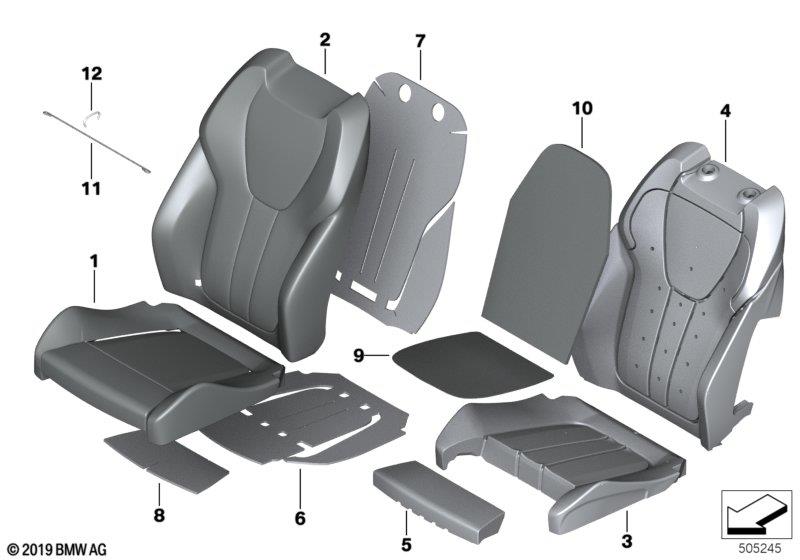 Diagram Seat, front, uphlstry, cover, Sport seat for your BMW