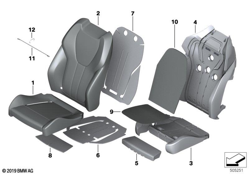 Diagram Seat front, uphlstry/cover, Comfort seat for your 2006 BMW M6   