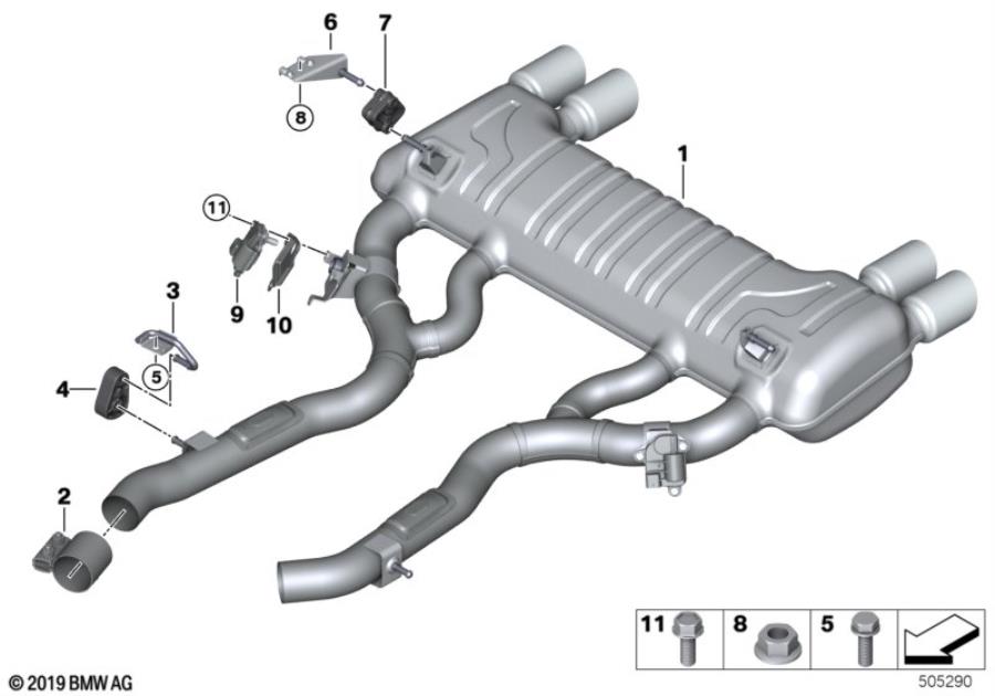 Diagram Exhaust system, rear for your 2012 BMW M3   