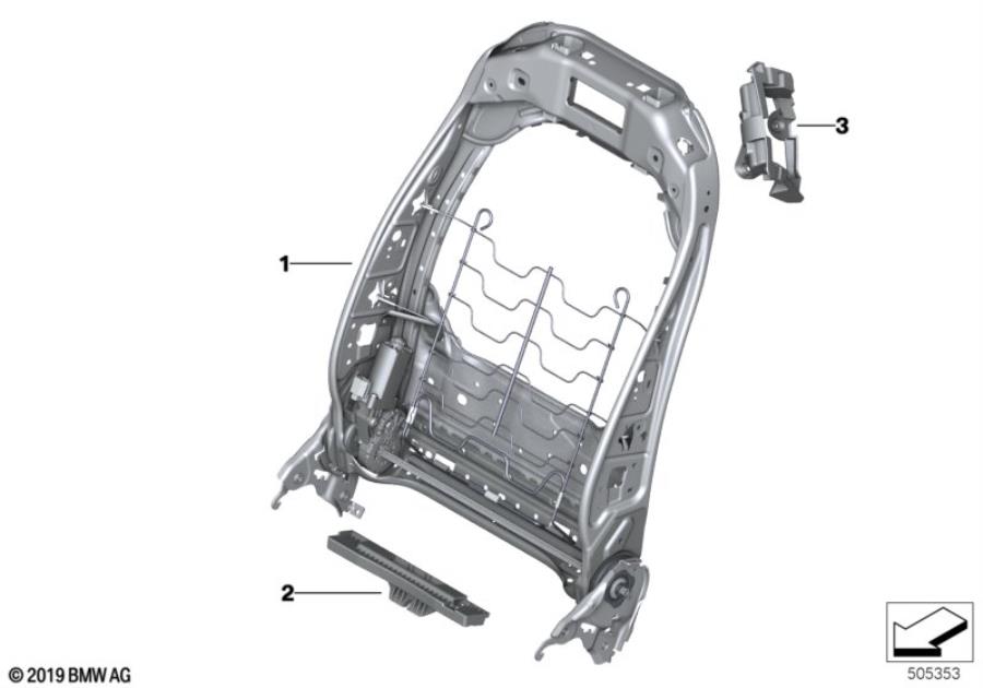 Diagram Seat, front, backrest frame for your 2015 BMW M6   