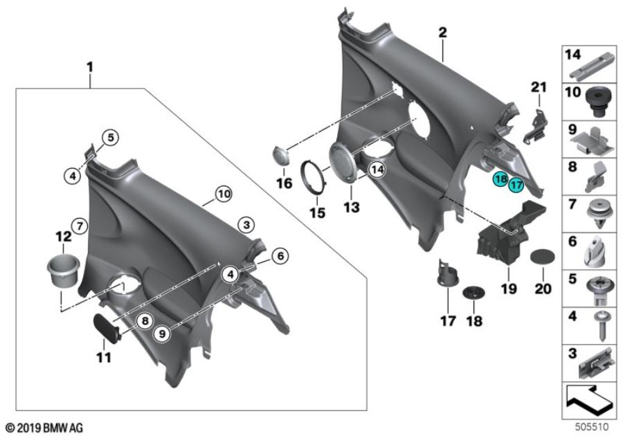 Diagram Lateral trim panel rear for your MINI