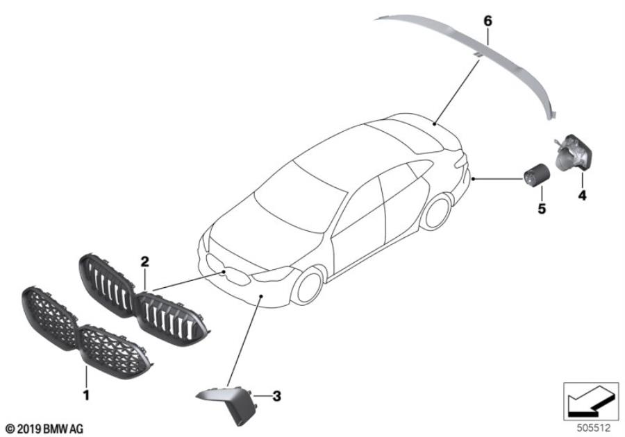 Diagram Retrofit high-gloss Shadow Line for your 2019 BMW i8   