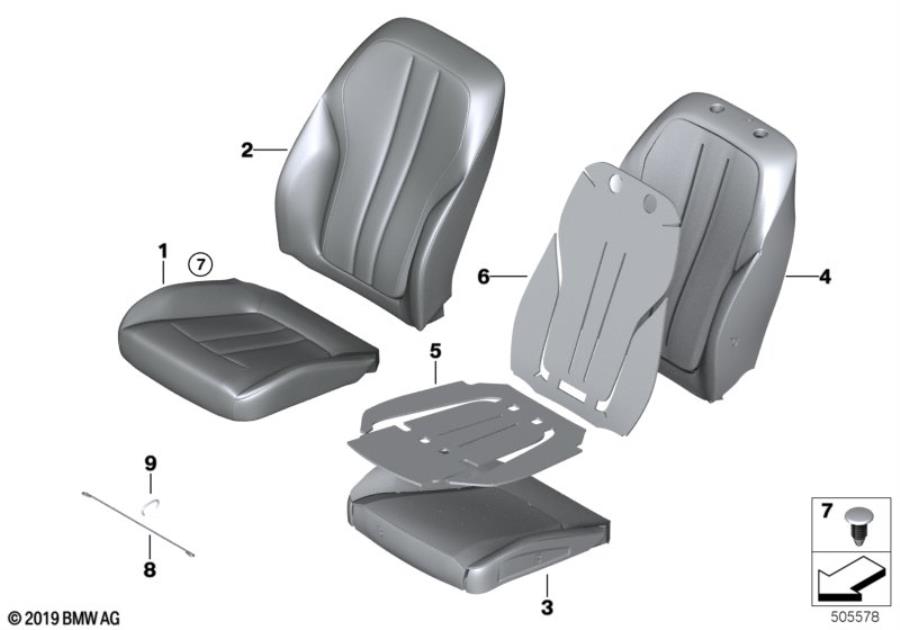 Diagram Seat front, upholstery & cover base seat for your BMW