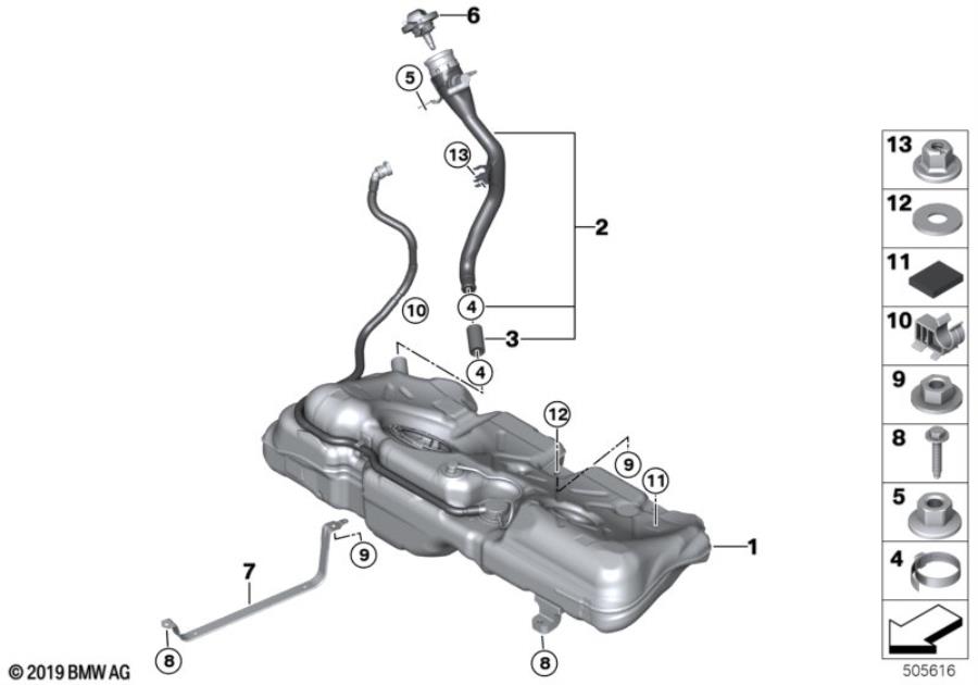 Diagram Fuel tank/mounting parts for your MINI