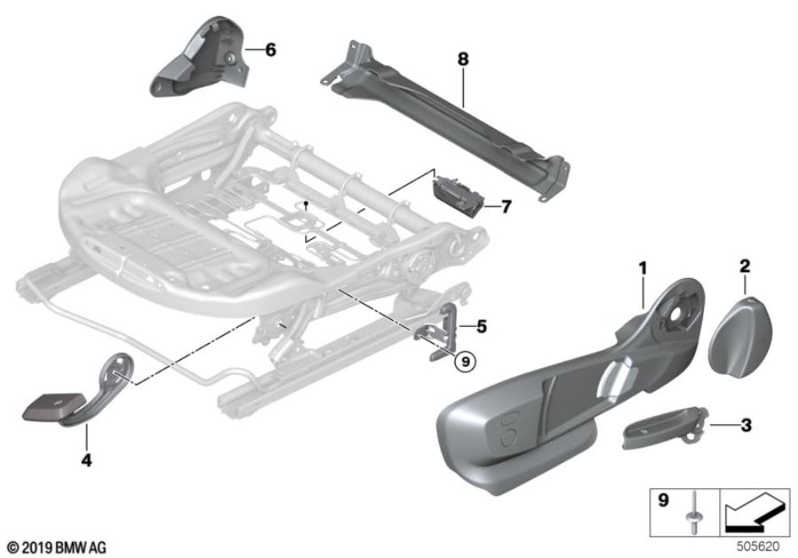 Diagram Seat, front, seat trim, manual for your 2022 BMW 228i   