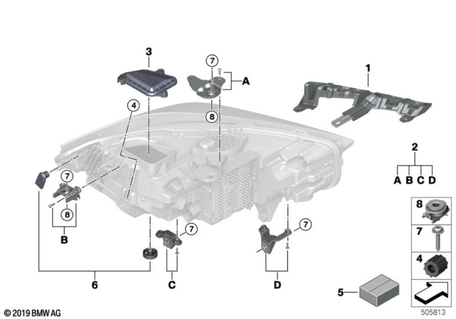 Diagram Single components for headlight for your 2016 BMW 535i   